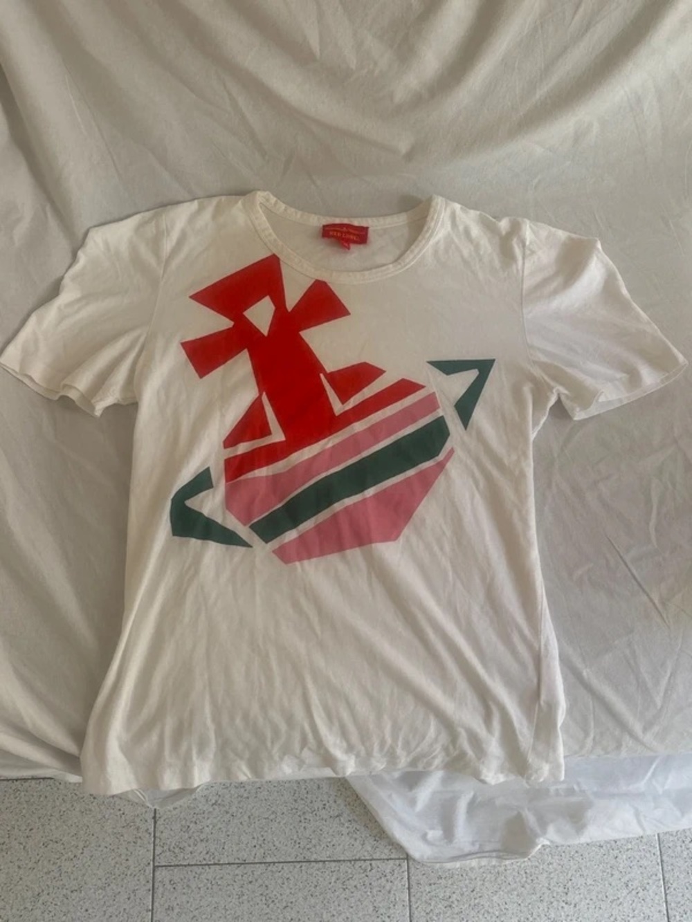 Vivienne Westwood White T-Shirt with Red & Pink Orb Graphic